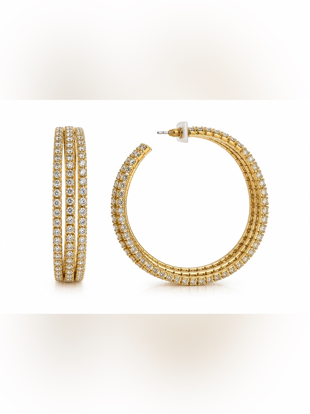 Zara Gold Crystal-Trim Hoop Earrings